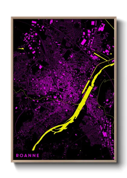Une affiche de carte sur Roanne