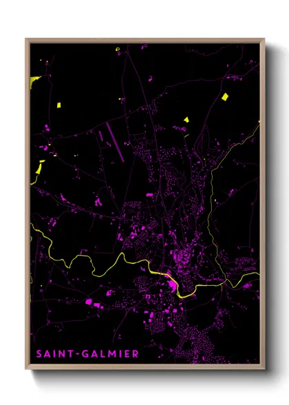 Une affiche de carte sur Saint-Galmier