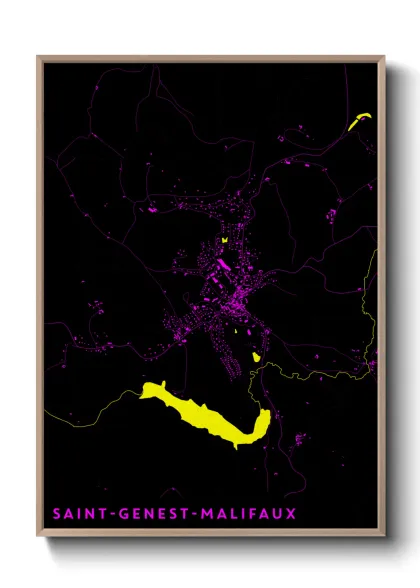 Une affiche de carte sur Saint-Genest-Malifaux