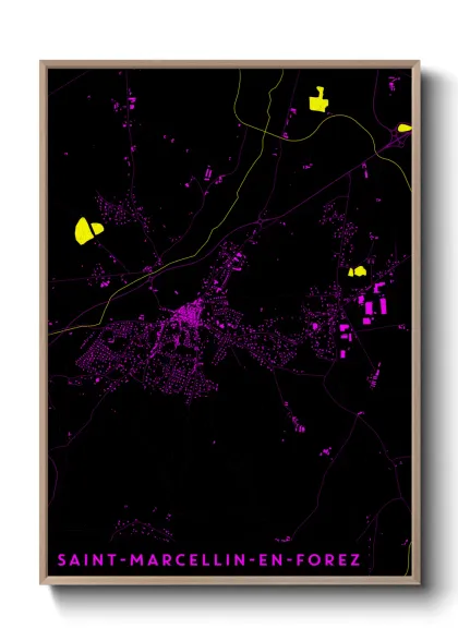Une affiche de carte sur Saint-Marcellin-en-Forez