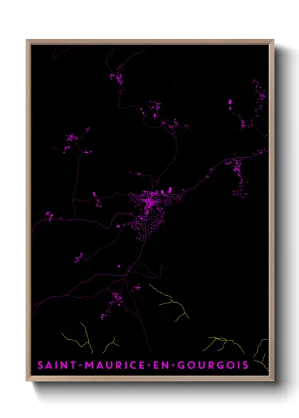 Une affiche de carte sur Saint-Maurice-en-Gourgois