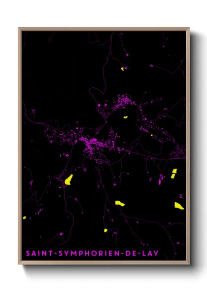 Une affiche de carte sur Saint-Symphorien-de-Lay