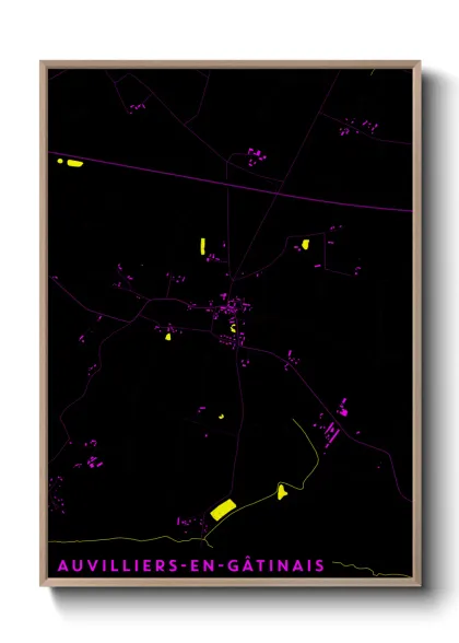 Une affiche de carte sur Auvilliers-en-Gâtinais