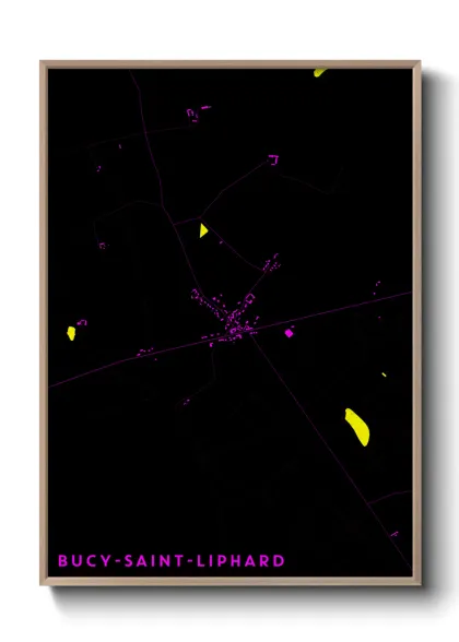 Une affiche de carte sur Bucy-Saint-Liphard