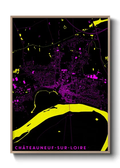 Une affiche de carte sur Châteauneuf-sur-Loire