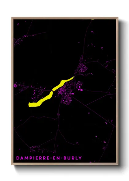 Une affiche de carte sur Dampierre-en-Burly
