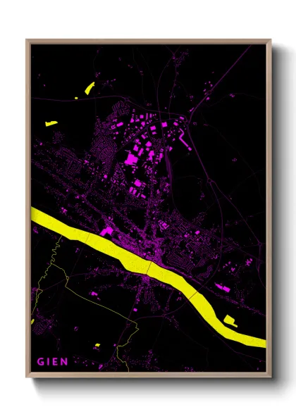 Une affiche de carte sur Gien