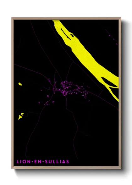 Une affiche de carte sur Lion-en-Sullias
