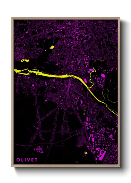 Une affiche de carte sur Olivet