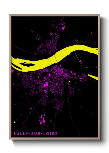 Une affiche de carte sur Sully-sur-Loire