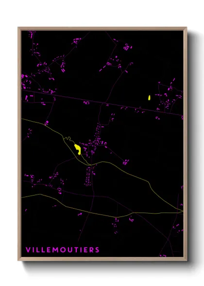 Une affiche de carte sur Villemoutiers