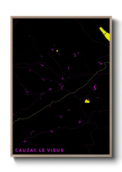 Une affiche de carte sur Cauzac le Vieux