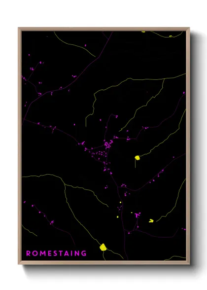 Une affiche de carte sur Romestaing