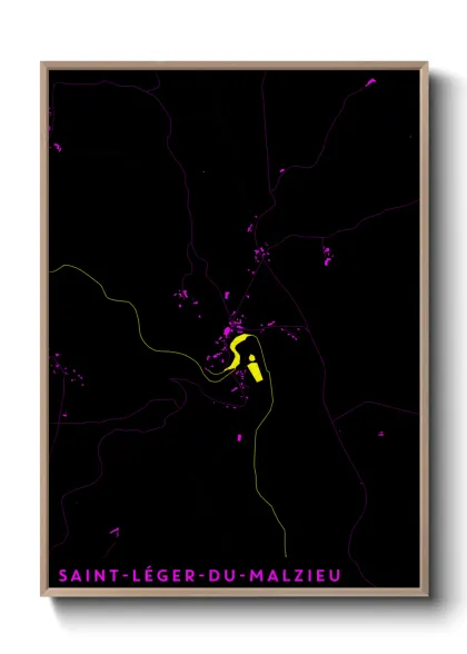Une affiche de carte sur Saint-Léger-du-Malzieu