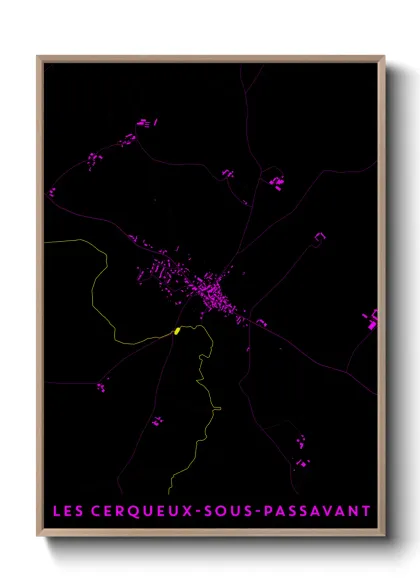 Une affiche de carte sur Les Cerqueux-sous-Passavant