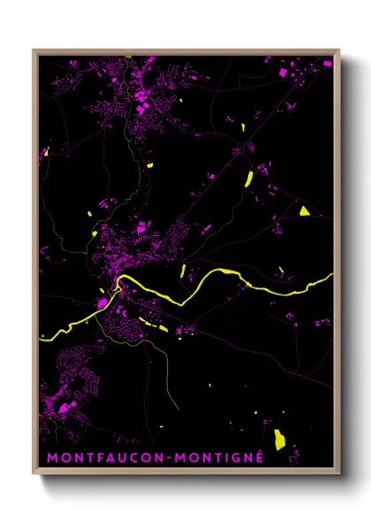 Une affiche de carte sur Montfaucon-Montigné