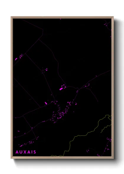 Une affiche de carte sur Auxais