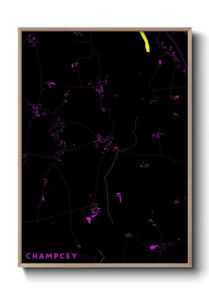 Une affiche de carte sur Champcey