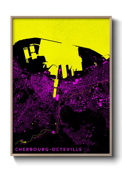 Une affiche de carte sur Cherbourg-Octeville