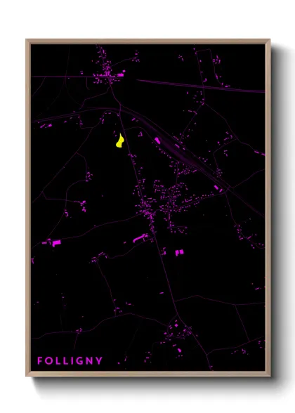 Une affiche de carte sur Folligny