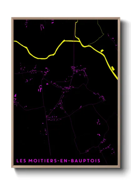 Une affiche de carte sur Les Moitiers-en-Bauptois