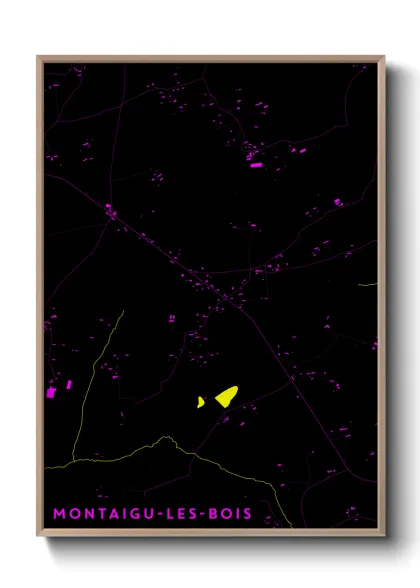 Une affiche de carte sur Montaigu-les-Bois