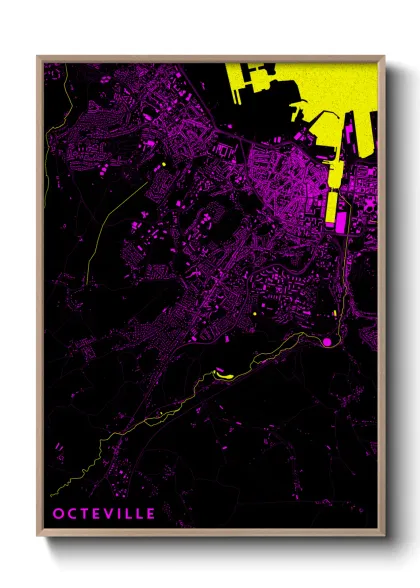 Une affiche de carte sur Octeville