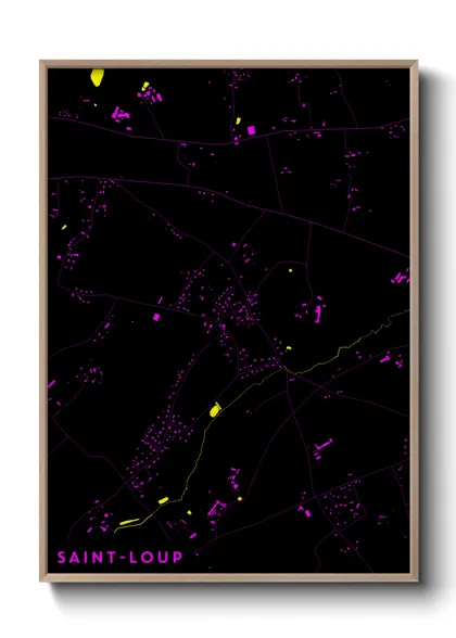 Une affiche de carte sur Saint-Loup