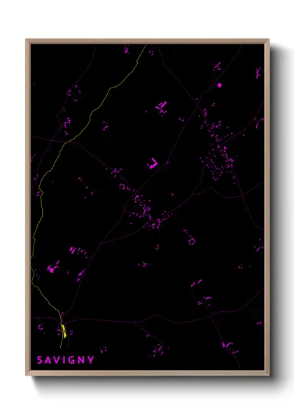 Une affiche de carte sur Savigny