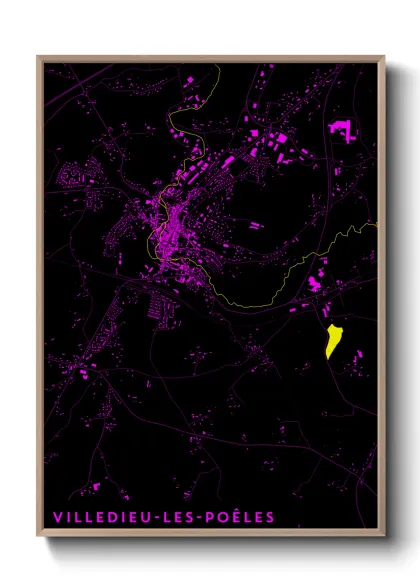 Une affiche de carte sur Villedieu-les-Poêles
