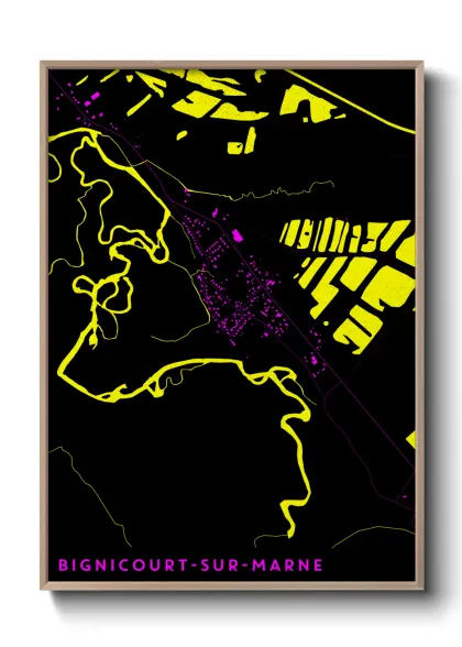 Une affiche de carte sur Bignicourt-sur-Marne