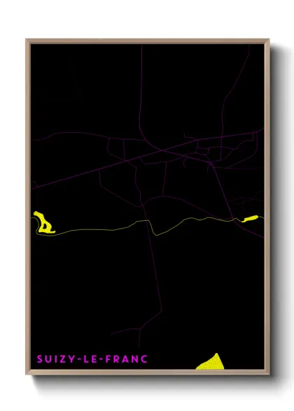 Une affiche de carte sur Suizy-le-Franc