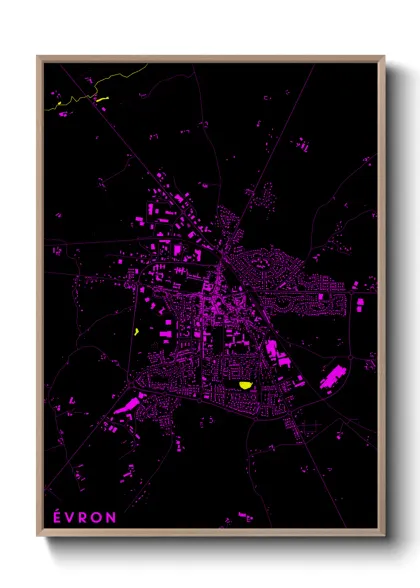Une affiche de carte sur Évron