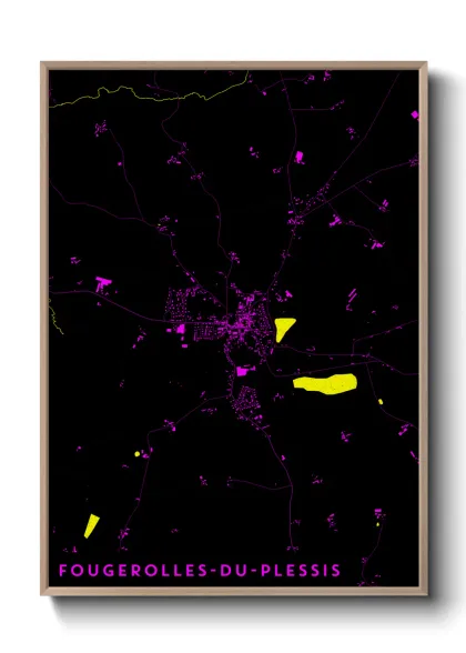 Une affiche de carte sur Fougerolles-du-Plessis