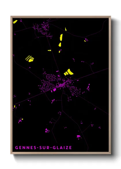 Une affiche de carte sur Gennes-sur-Glaize