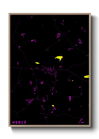 Une affiche de carte sur Hercé