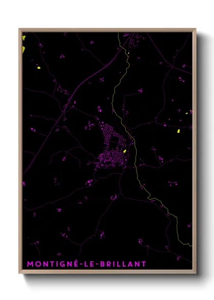 Une affiche de carte sur Montigné-le-Brillant