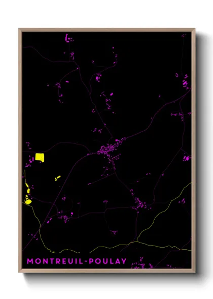 Une affiche de carte sur Montreuil-Poulay