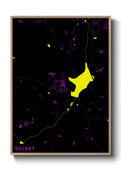 Une affiche de carte sur Olivet