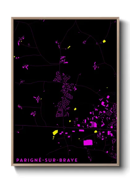 Une affiche de carte sur Parigné-sur-Braye