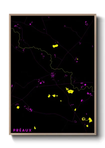 Une affiche de carte sur Préaux
