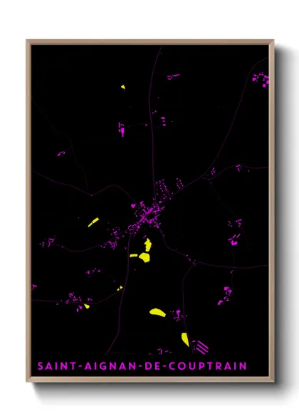 Une affiche de carte sur Saint-Aignan-de-Couptrain