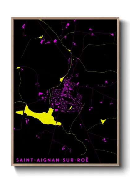 Une affiche de carte sur Saint-Aignan-sur-Roë