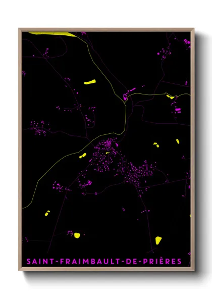 Une affiche de carte sur Saint-Fraimbault-de-Prières