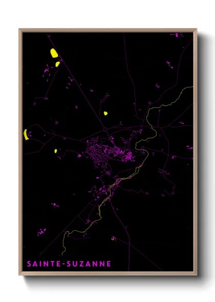 Une affiche de carte sur Sainte-Suzanne