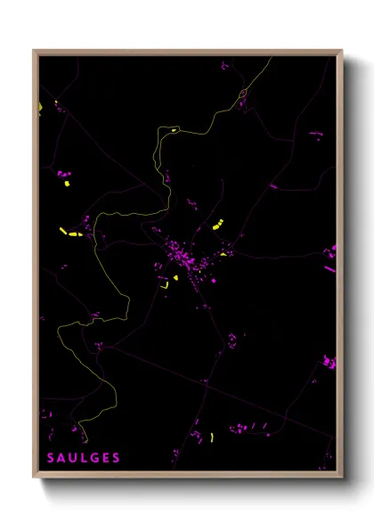 Une affiche de carte sur Saulges