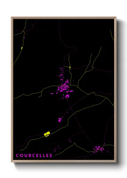 Une affiche de carte sur Courcelles