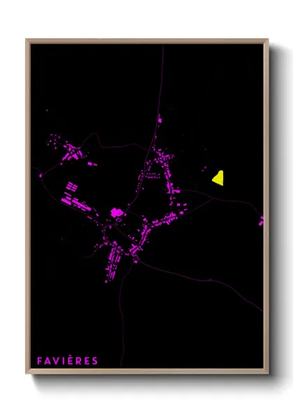 Une affiche de carte sur Favières