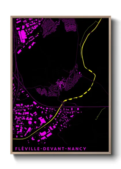 Une affiche de carte sur Fléville-devant-Nancy