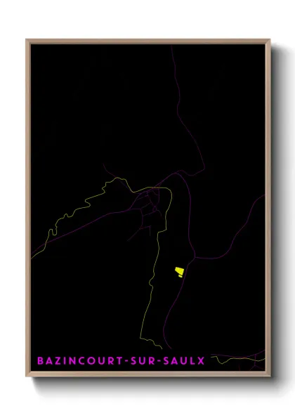 Une affiche de carte sur Bazincourt-sur-Saulx